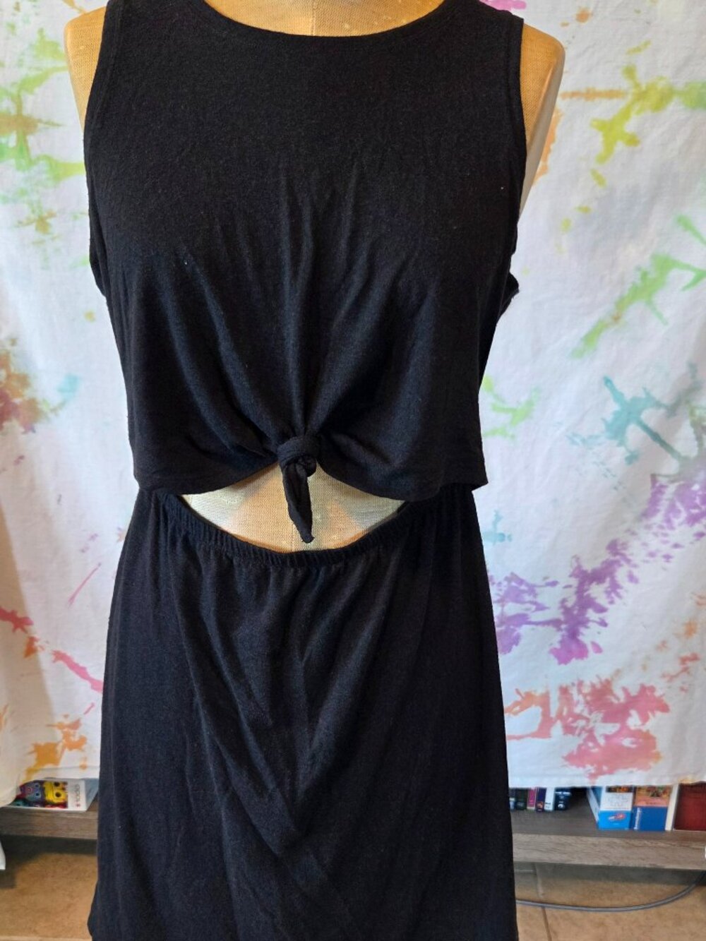 Aerie Black Cutout Tie Front Mini Dress
